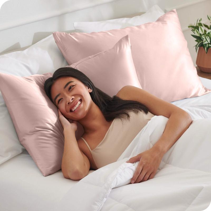 Bare Home Satin Pillowcase Set Zipper Closure