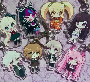 DANGANRONPA Acrylic Keychains Double Sided with Heart Clasp