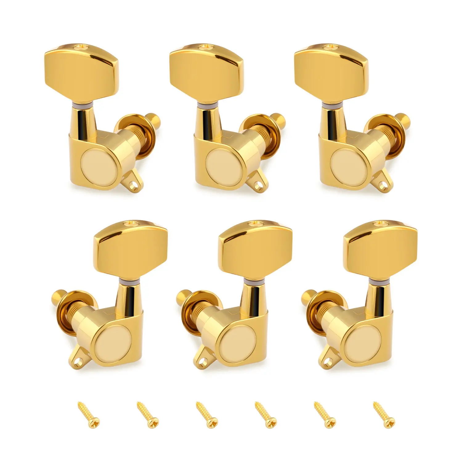 Metallor Durable Zinc Alloy Gold Guitar Tuning Pegs - 1:14 Gear Ratio Sealed Steel String Tuners, Precise Tune, Wide Compatibility, 3R3L/6R Options, 6 Screws, Easy Installation, Guitar & Bass Accessories for Enthusiasts