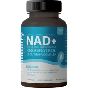 NAD Supplement | Advanced Longevity Formula with Urolithin A, Resveratrol, CoQ10, Astaxanthin, Green Tea Extract, Alpha Lipoic Acid, Turmeric & Grape Seed | NMN Alternative | Gluten Free
