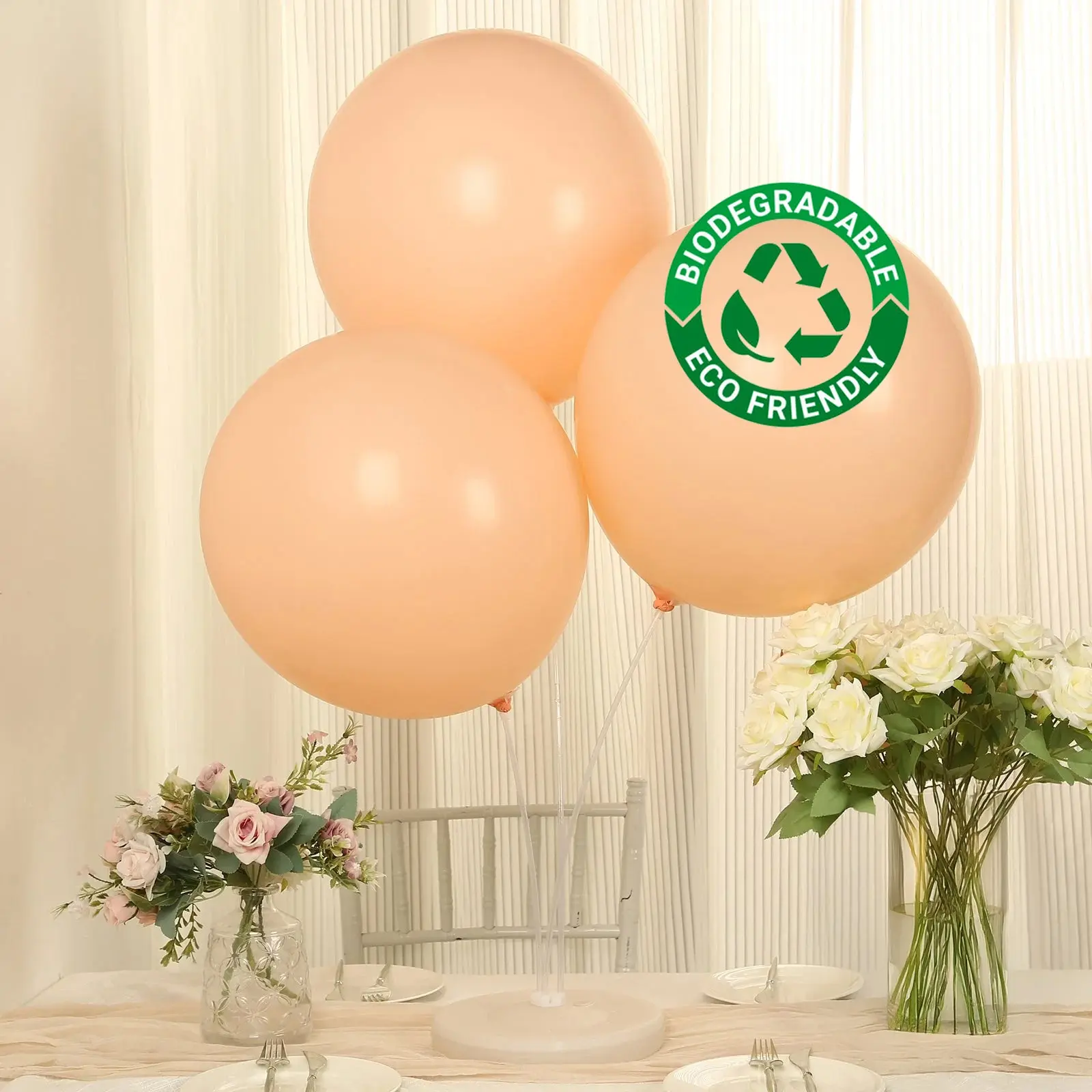 10-Pack 18" Matte Pastel Blush Biodegradable Thick Latex Round Balloons, Balloon Party Supplies for Birthday Party