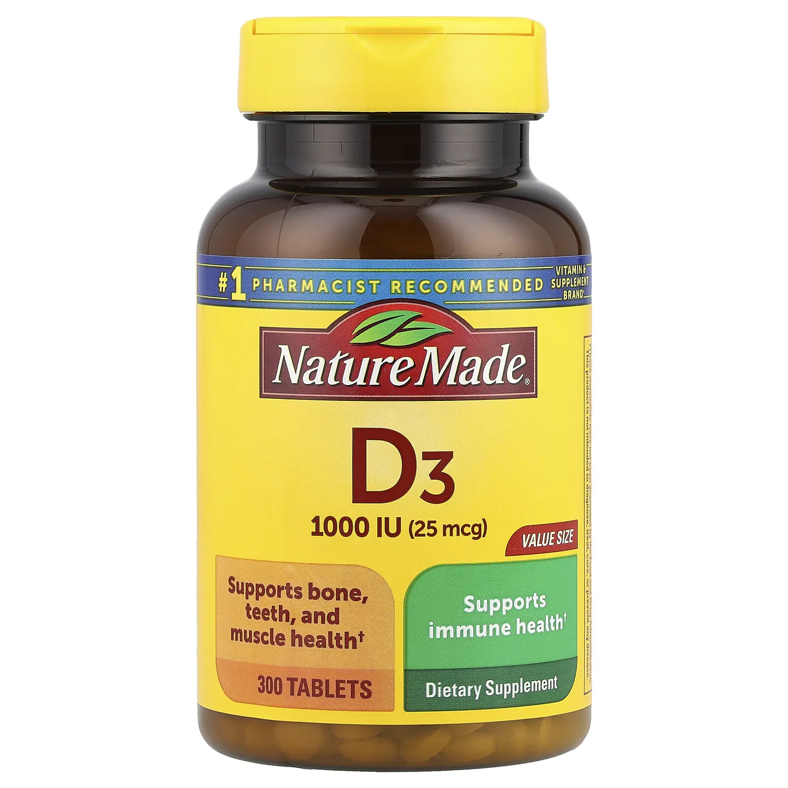 Nature Made Vitamin D3, 25 mcg (1000 IU), 300 Tablets