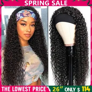 Gabrielle Hair Headband Wig Human Hair Kinky Curly Wig 200% Density Remy Human Hair Wigs For Black Women Brazilian Ready To Wear Wig SpringStatement #SummerVibes#tiktokshopspringglowup