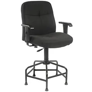 Fabric Big and Tall Stool with Arms - Black