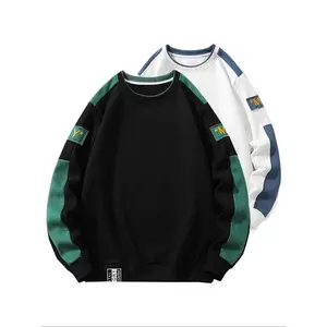 Men's Colorblock & Letter Patched Sweatshirt, Regular Fit Casual Long Sleeve Round Neck Pullover for Spring & Fall, Fashion Men's Top for Daily Wear, Hoodie And Sweatshirt