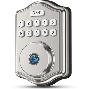 52HZ Fingerprint Door Lock, Keyless Entry Door Lock with Code, Voice Guidance Keypad Deadbolt Locks for Front Door, Anti-Peeping Password, Auto Lock, Easy to Install, Satin Nickel
