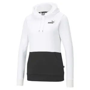 PUMA Womens Essentials Colorblock Hoodie Casual Outerwear Casual Hoodie - White PUMA Womens Essentials Colorblock Hoodie Casual Outerwear Casual Hoodie - White