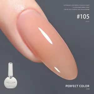 12ML Rubber Base Gel 105 Translucent Nude UV/LED & Top Coat Required,4 in 1 Color Gel,Nail Thickening & Strengthener Builder Gel
