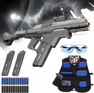 SOFITEN Ascend N,7.4V High Speed Full Auto Toy foam blaster set with Tactical Vest / Infrared / Flashlight / Power Indicator&Foldable Stock / 2 type darts, Toy gun set ideal for 8+ boys girls; For Gift family party outdoorfun Birthday Practice SummerVibes