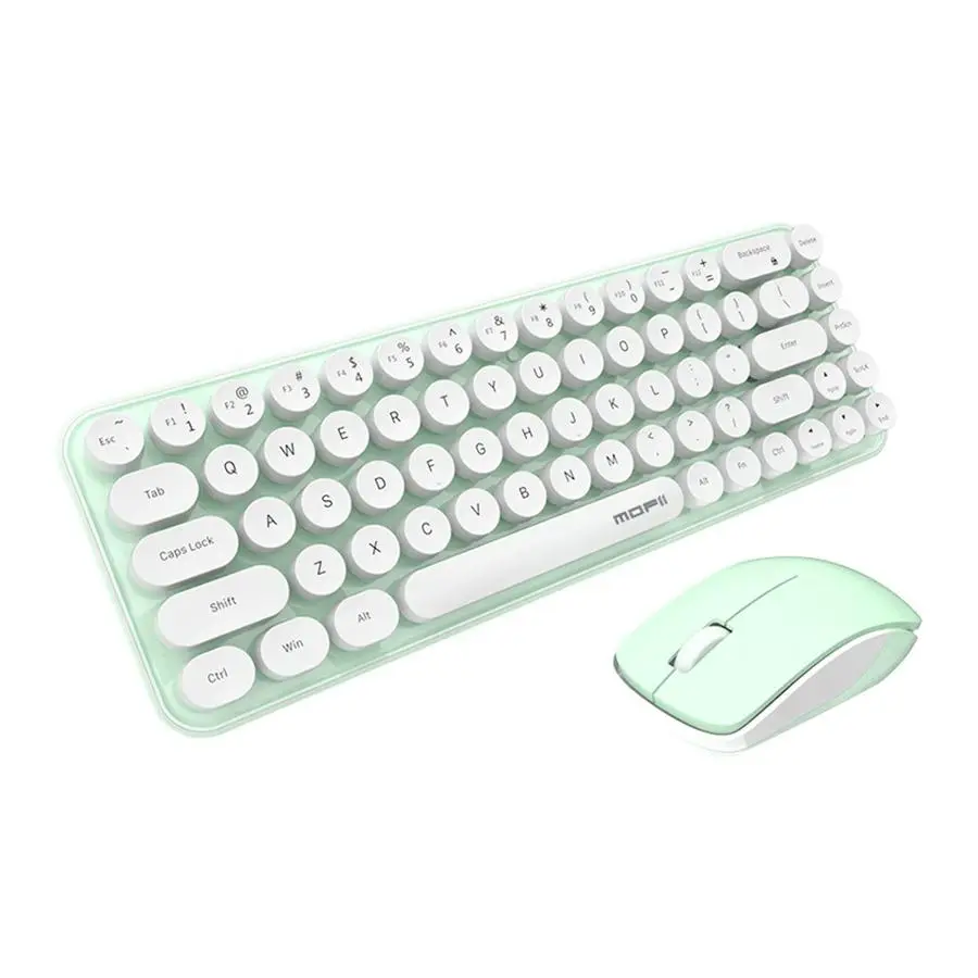 Chic Wireless Keyboard & Mouse Set, 2.4GHz Connectivity Round Keys Keyboard & Mouse Set, Perfect Gift for Students Office Worker