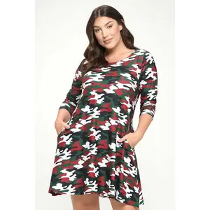 Plus Size Camo A-Line Dress