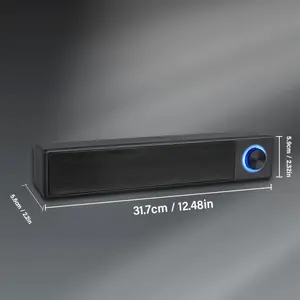 USB-Powered Computer Speakers with Deep Bass & AUX Input - Long Slim Design Desktop Sound System, 2.0 Channel Stereo for Home Office Gaming, Movies, Music Playback, Movie Audio Enhancement, Modern Audio Gear, USB Connectivity