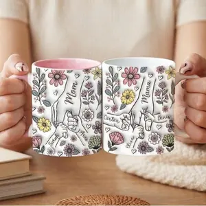 Personalized Mom Mug with Kids Names, Custom Floral Coffee Mug for Mom, Mothers Day Gift from Daughter Son