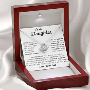 To My Daughter - I Believe In You | Inspirational Strength Love Knot Necklace from Dad | 14k Sentimental Gift for Birthday, Graduation, or Special Occasions | A Heartfelt Present to Encourage and Support 1008.1.7D