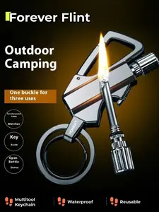 Forever Flint Outdoor Camping Multitool Keychain Bottle Opener Waterproof Reusable Fire Starter for Men - Lighter, Water Proof