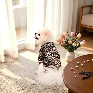 SPICE PAWS Leopard Print Dog, Puppy & Cat Pajamas - Shirt-Style Cozy Relaxing Fabric Pet Loungewear, Stylish Clothing for Small Medium Size Pets
