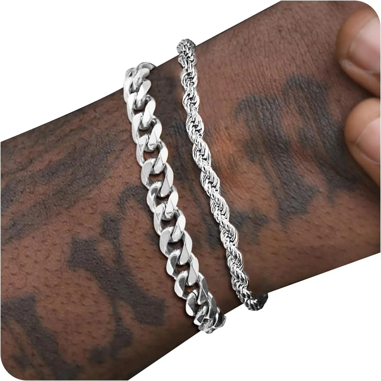 Silver Cuban and Rope