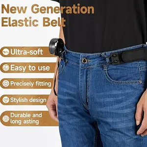 Black Buckle-Less Belt Hook (2 PCS) | Invisible Elastic Waist Clip for Work & Outdoor