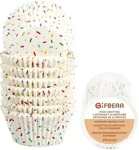 Candy White Cupcake Liners -Standard Baking Cups Odorless Greaseproof Paper Muffin Wrappers, Pack of 200