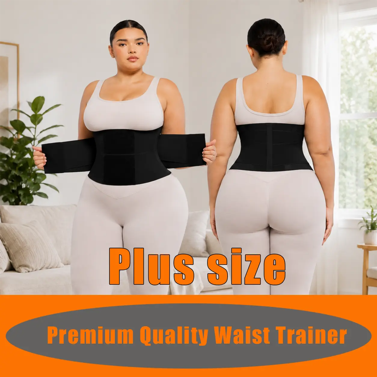 Plus size Women's Tummy Control Belt Elastic Sports Waistband Postpartum Waist Reduction Fitness Girdle for Daily Use and Workout Support
