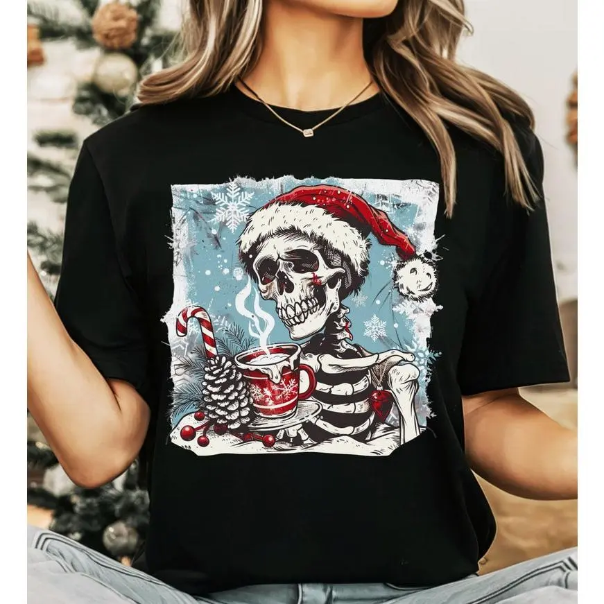 Dead Inside Skeleton Christmas Shirt Fall Shirt Sarcastic Christmas Coffee Shirt Merry Christmas Shirt Coffee Lover Christmas Gift Xmas Tee