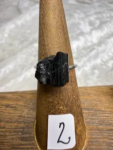 One-of-a-Kind Raw Black Tourmaline Ring #2 | Handmade Adjustable Hypoallergenic Crystal Jewelry