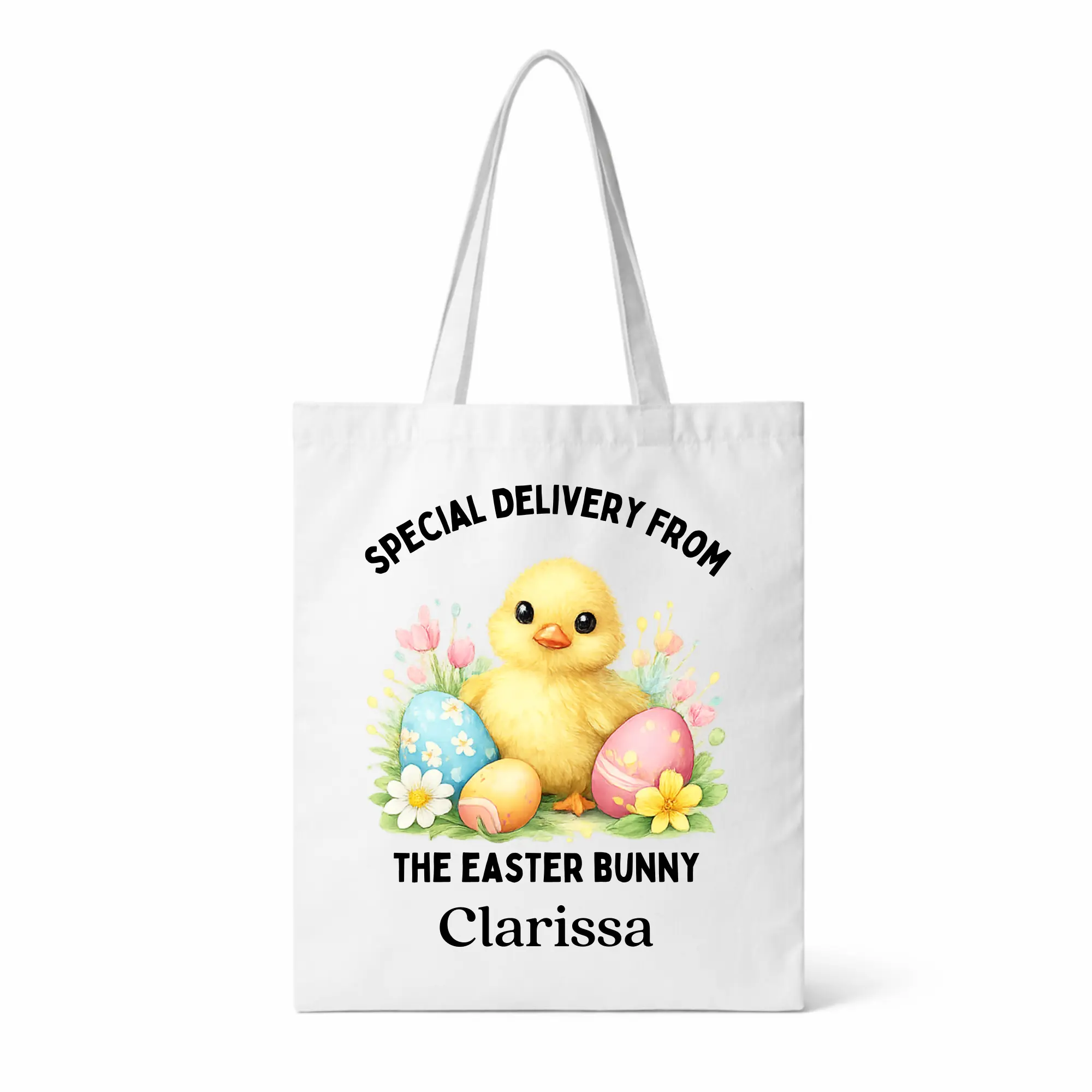 Personalized Vintage Easter Tote Bag for Kids • Custom Name Egg Hunt Bag • Heirloom Bunny, Chick, Lamb or Duck • Reusable