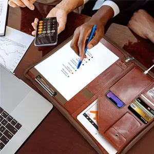 Padfolio Organizer,  Leather Planner Binder, 10.2 Inch Portfolio Folder for Documents, Letter Size Business Card Holder for Men&Women (Brown)