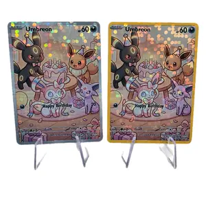 Custom Umbreon Birthday Alt-Art Card - Cozy Eeveelutions Collectible Proxy - Bubble Holo Finish (Yellow or Gray Border)