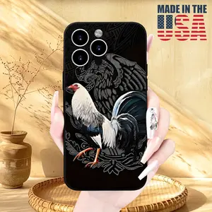 Straight Edge Majestic Rooster Pattern Phone Case for iPhone 17 Pro Max 16 Plus 15 14 13 12 11 Air XR E Shockproof Drop Protective Rugged Durable Silicone Cover