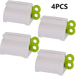 A set of 4 toothpaste tube rollers - manual squeeze tool, toothbrush squeezer, clip holder/winder (green)