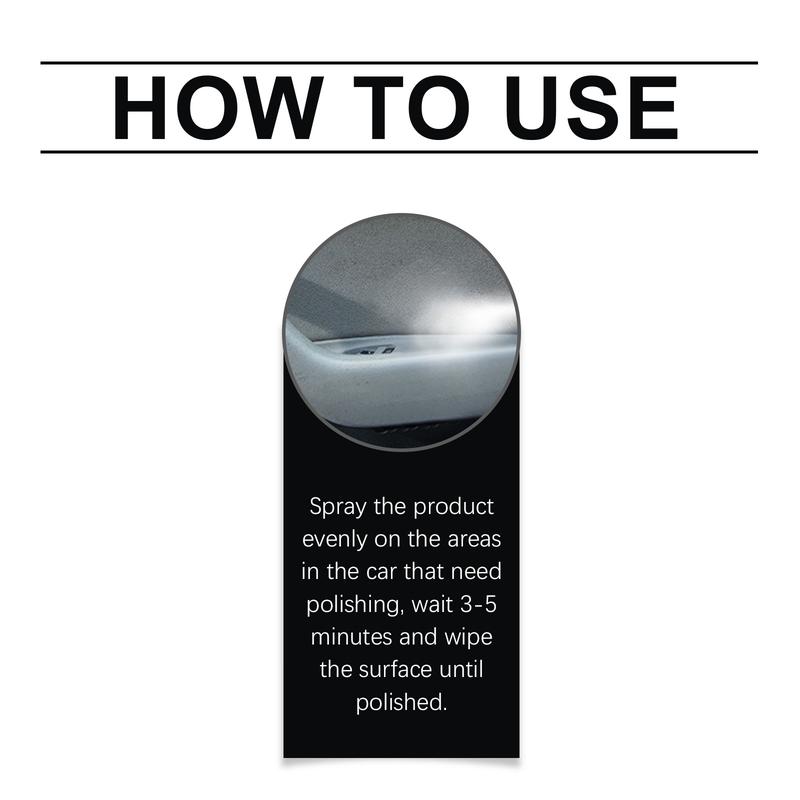 Car Interior Polish Cleaner, Interior Plastic and Leather Restorer, Deep Cleaning Shine and Renew Spray, Removes Dirt Grime and Stains, Protects Against Dust Fading and Aging, Long Lasting Gloss Auto Interior Care for Dashboard Door Panel and Trim