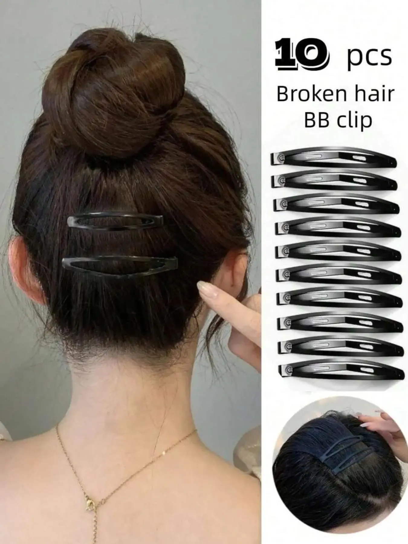 10 Pack Thick Matte Pea Clips Hair Clips Metal, Arc Bangs Design, Durable Claw Clip Style, Ideal for School Daily Use, Secure Hold, Hair Clip Set, Hair Claws