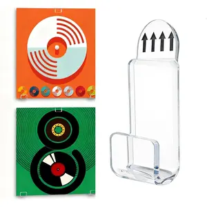 18 Pcs Vinyl Record Shelf Wall Mount Self Adhesive Clear Acrylic Record Holder Racks No Drill for Single LP Album Covers