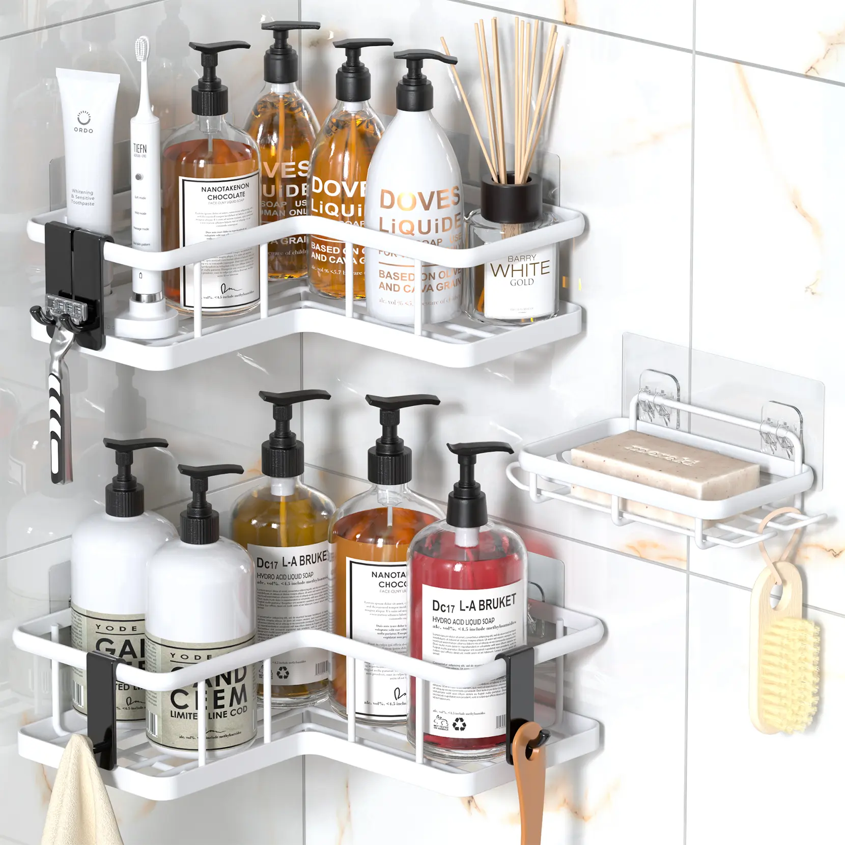 3 pcs Corner Rack White