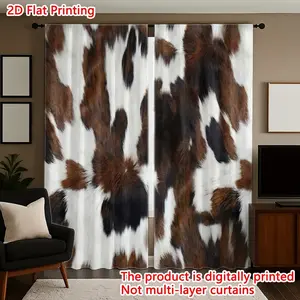 Jit 2D Flat Printing 2Pcs Faux fur cowhide pattern Pattern Curtains,Rod Pocket Curtains Easy To Hang,Semi Blackout Polyester Curtains,Machine Washable,Suitable for Various Scenarios