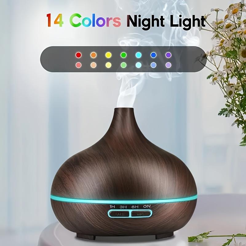550ml Aromatherapy Diffuser with 6 Essential Oils Wood Grain Ultrasonic Humidifier Remote Control 7 Color LED Light Ideal for Christmas Birthday Housewarming fireplace flame dispensador aroma mini Gradient timer dual colorful USB Ultrasonic Diffuser Set