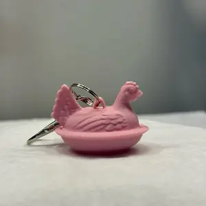 Cottagecore Pink Chicken Keychain - Adorable Farm Animal Accessory for Keys and Bags - Perfect for Cottagecore Lovers