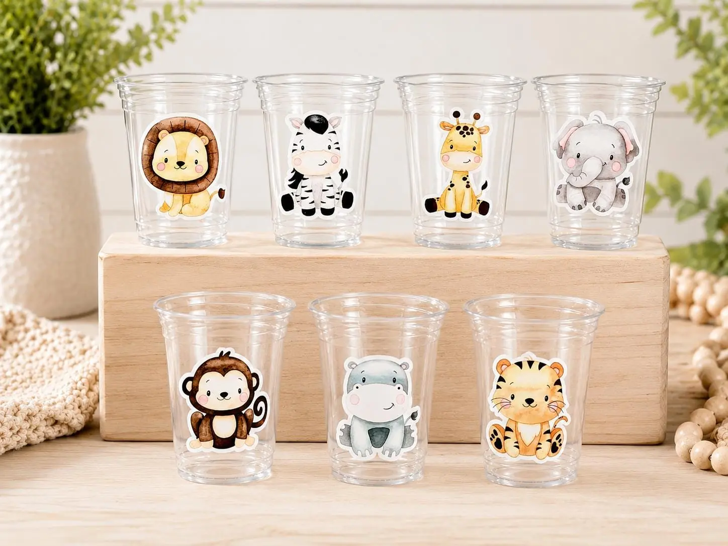 SAFARI PARTY CUPS  - Safari Birthday Cups Safari Birthday Safari Party Safari Decorations Safari Baby Shower Safari Favors Jungle Party Cups