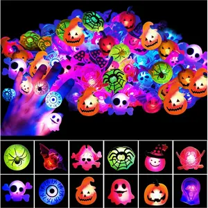 50 Pcs Halloween LED Rings, Halloween Party Favors Light Up Party Supplies, Trick or Treat Toys Prizes Goodie Bags Fillers Flashing Rings
