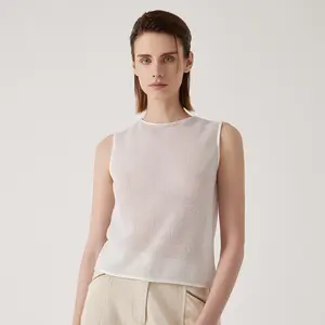 Luxury Linen Silk Sleeveless Fine-Knit Top for Women