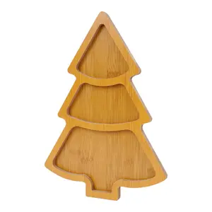 5Pcs Creative Christmas Tree Shape Wooden Serving Tray For Candy Snacks Nuts Dry Fruits Breakfast Dessert Wedding Party Home Decor