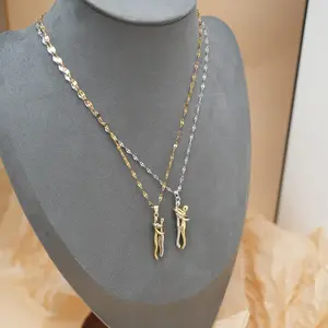 Aeropostale Valentine's Day Gift Interlocking Couple Embrace Pendant Necklace Durable Stainless Steel Chain for Partners & Family Ideal for Special Occasions