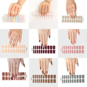 20 Patch Glitter Semi Cured Gel Nail Polish Wraps, flash Long Lasting gel Nail Strips for Women & Girs, Red, yellow, blue, green, purple nail Stickers