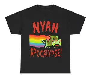 Zombie Nyan Cat Apocalypse Pixel Short Sleeve T-Shirt, 100% Cotton, Meme Casual Summer Top