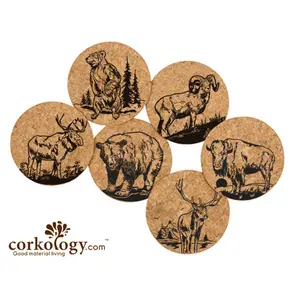 Corkology  Medium Mammals Cork Coaster Sets