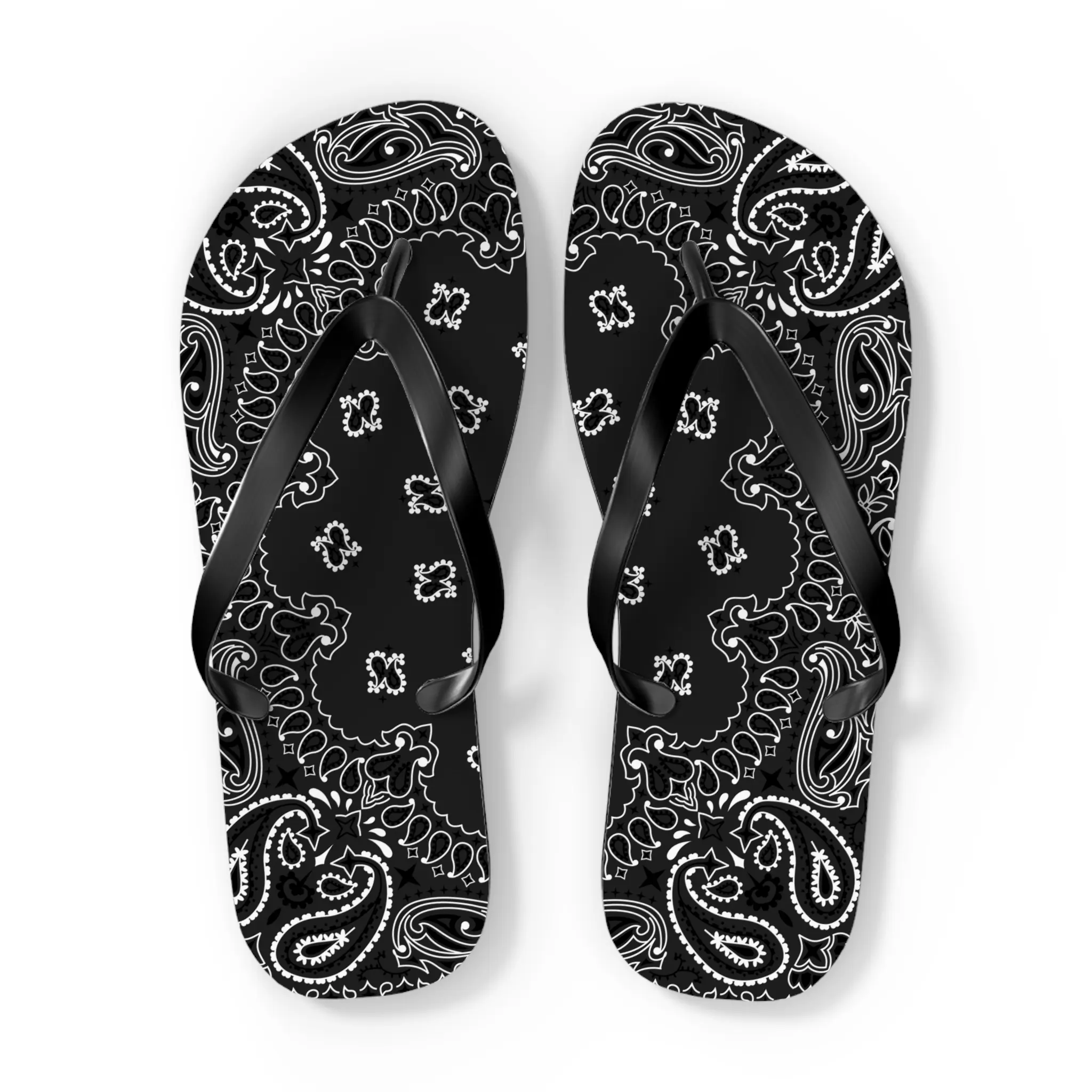 Black bandana custom flip flops, Custom unisex Flip-Flops, Mom gift, Mother's Day gift, Gift, Beach, Pool, Summer