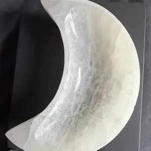 White Selenite Moon Bowl - Natural Crystal Bowl for Crystal Charging, Meditation, and Home Decor