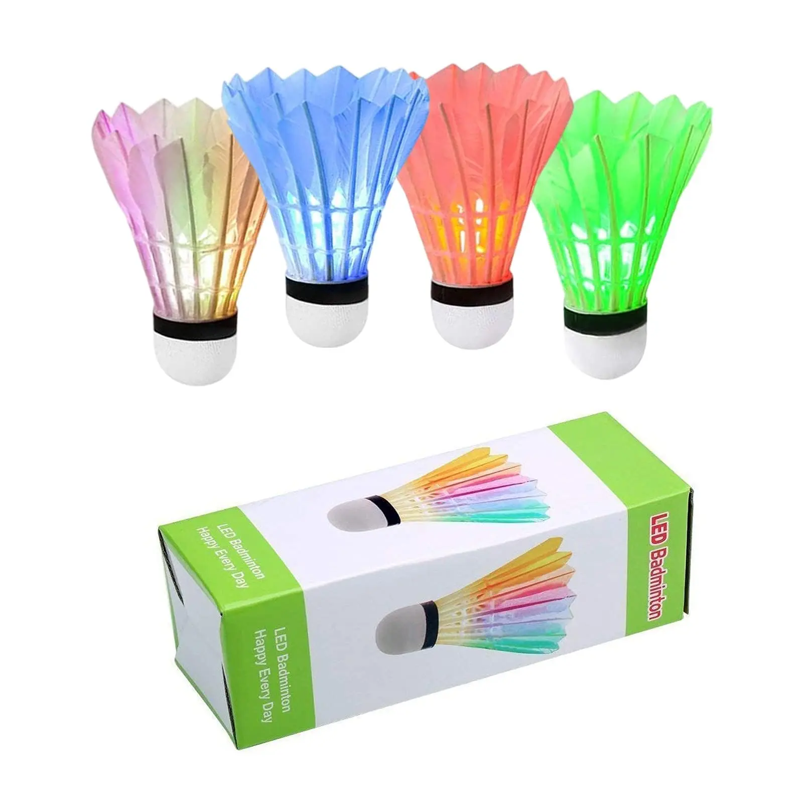 LED Badminton Shuttlecocks – Glow-in-the-Dark Nylon & Feather Birdies, Colorful Light-Up Balls, 4/5/6 PCS for Indoor & Outdoor Sports