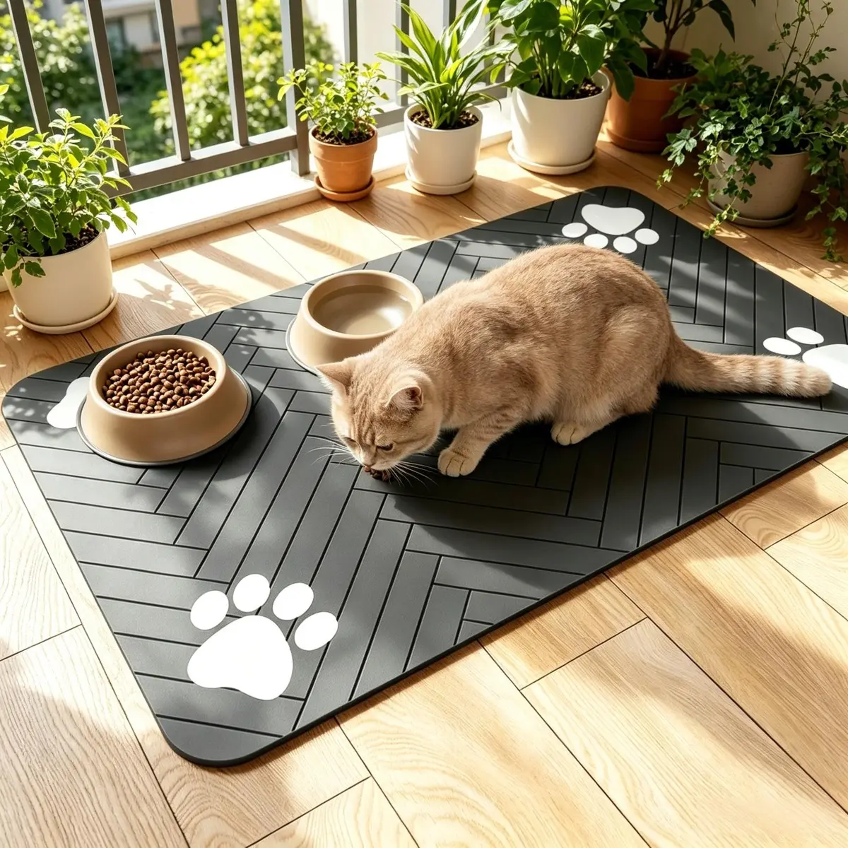 Diatomite Pet Feeding Mat Super Absorbent Quick Dry Non Slip Waterproof Dog Cat Bowl Placemat for Food Water Spills Easy Clean